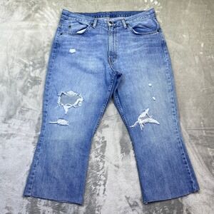 Levi's Orange Tab 517 Denim Bootcut Jeans Frayed Hem Blue Sz 33 Fits‎ 34"